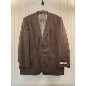 NEW Bert Pulitzer Men's Brown Houndstooth 100% Lambswool Sport Coat Size 46Long